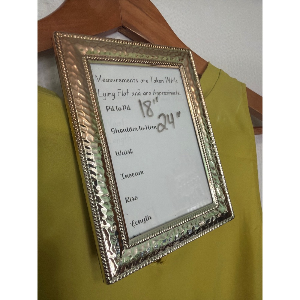 New York & Company Chartreuse Yellow Ruffle Petal Neck Sleeveless Blouse Small - Picture 9 of 10